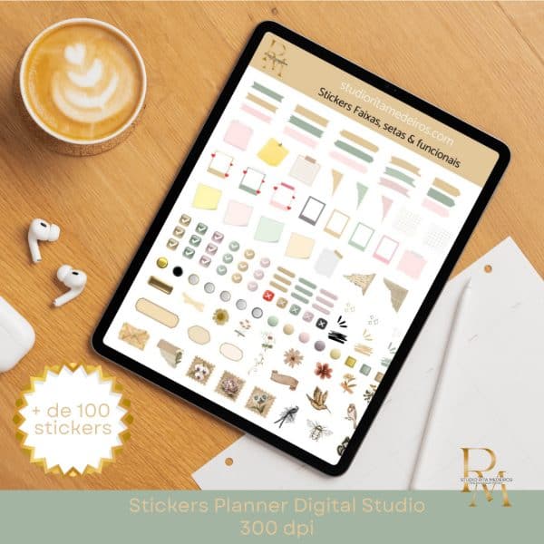 Planner digital com stickers, setas e funções + Studio Rita Medeiros.