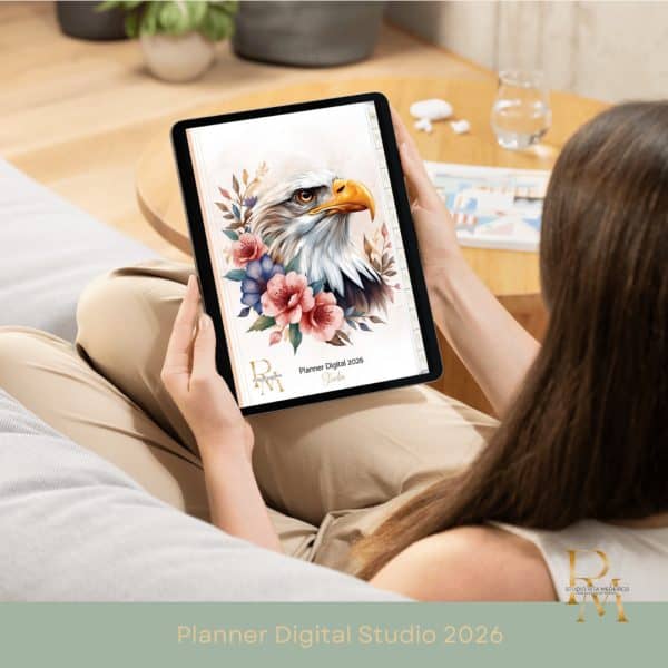 Planner digital com águia e flores + Papelaria Personaliza + Studio Rita Medeiros.