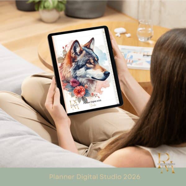 Planner digital com ilustração de cão + papelaria personalizada + Studio Rita Medeiros.