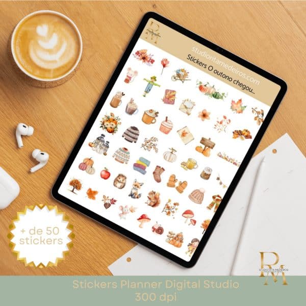 Adesivos digitais de outono + Papelaria Personaliza + Studio Rita Medeiros.