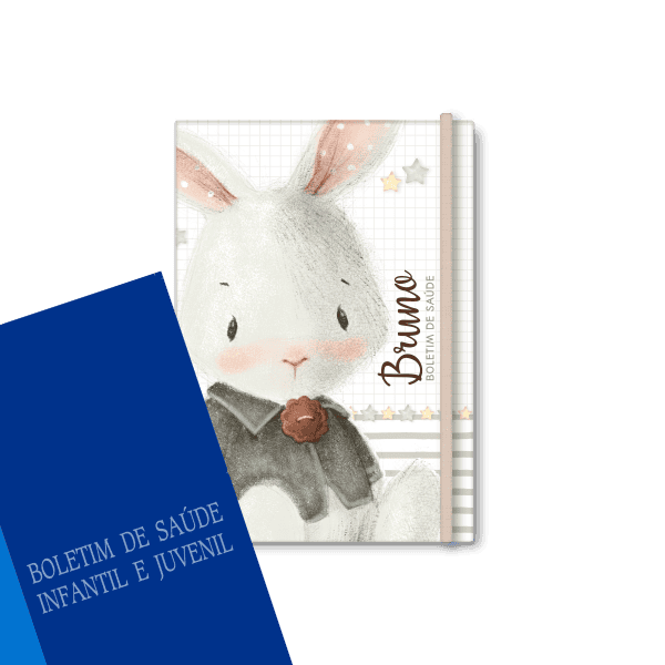 capa do boletim de saúde personalizada - tema coelho - Studio Rita Medeiros