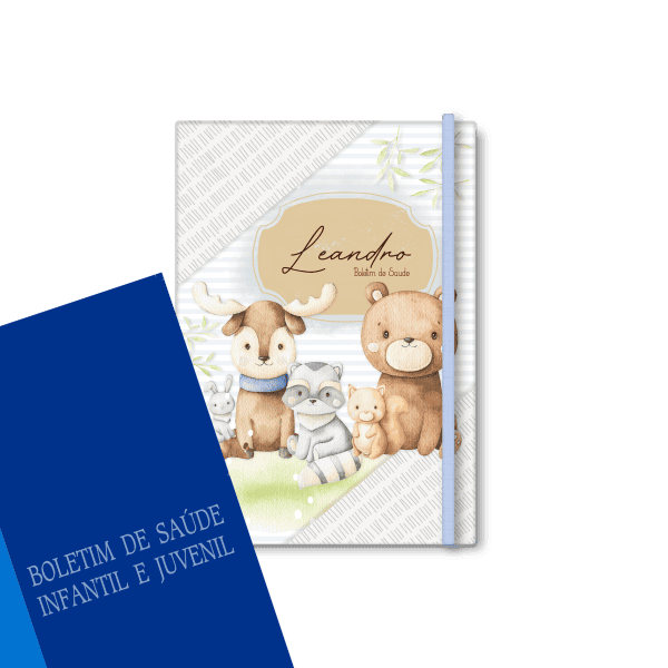 capa do boletim de saúde personalizada - tema floresta menino - Studio Rita Medeiros