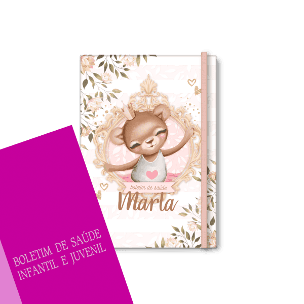 capa do boletim de saúde personalizada - tema princesa ursa - Studio Rita Medeiros