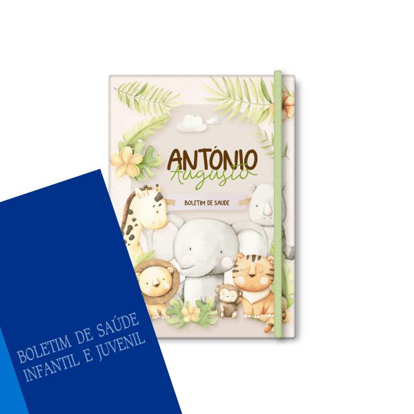 capa do boletim de saúde personalizada - tema Safari Menino - Studio Rita Medeiros