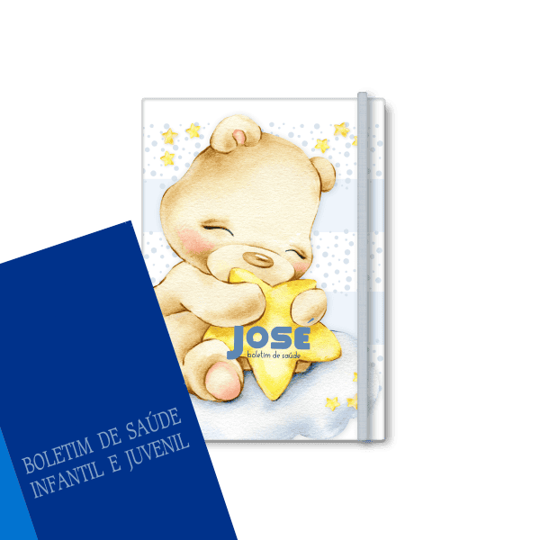 capa do boletim de saúde personalizada - tema urso - Studio Rita Medeiros