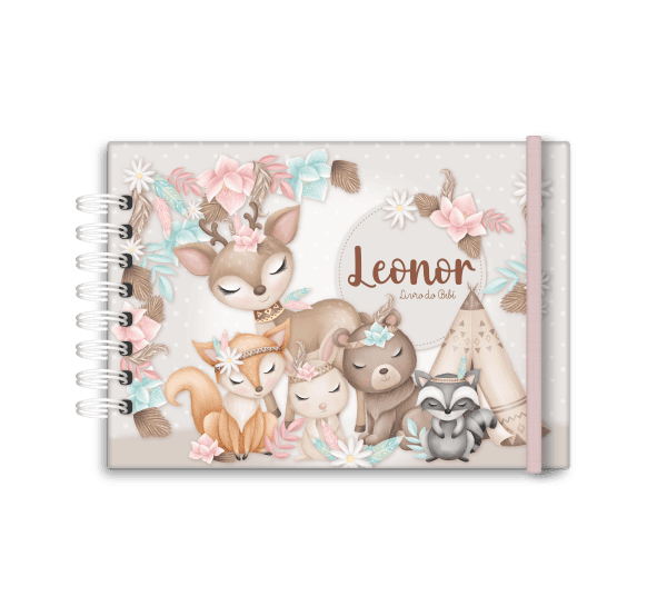 Livro do bebé, personalizado - Tema floresta Menina - Studio Rita Medeiros.