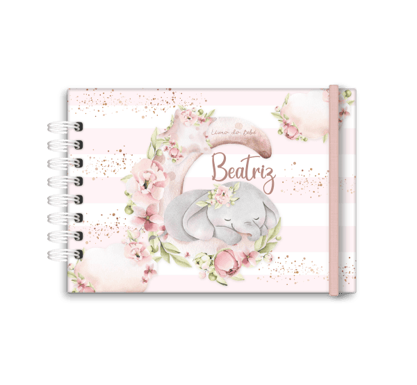 Livro do bebé, personalizado - Tema elefante menina- Studio Rita Medeiros.
