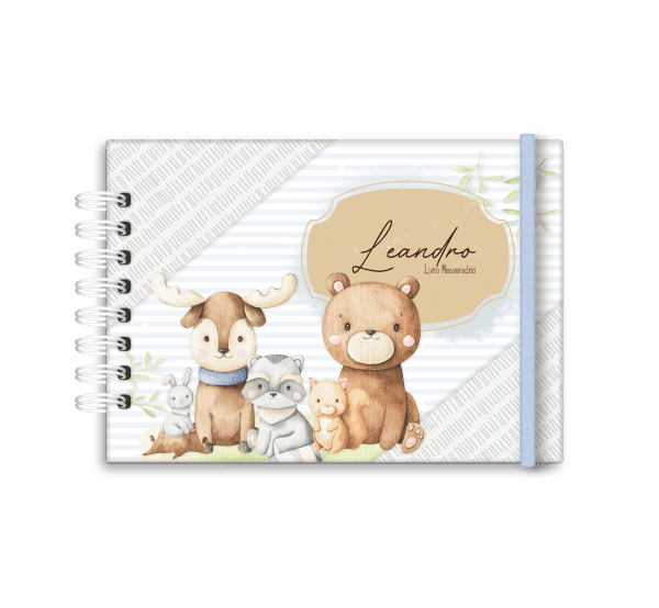 livro de mesversário personalizado tema floresta menino- Studio Rita Medeiros