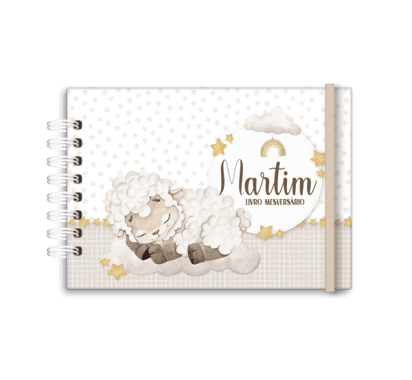 livro de mesversário personalizado tema ovelha - Studio Rita Medeiros