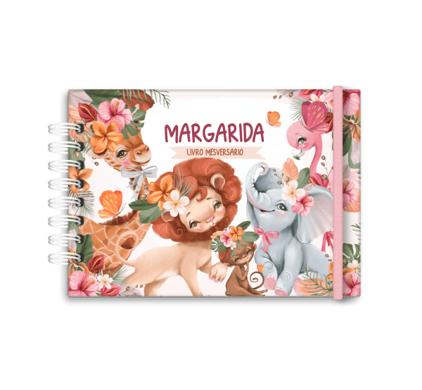 livro de mesversário personalizado tema safari menina - Studio Rita Medeiros