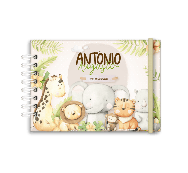 livro de mesversário personalizado tema safari menino - Studio Rita Medeiros