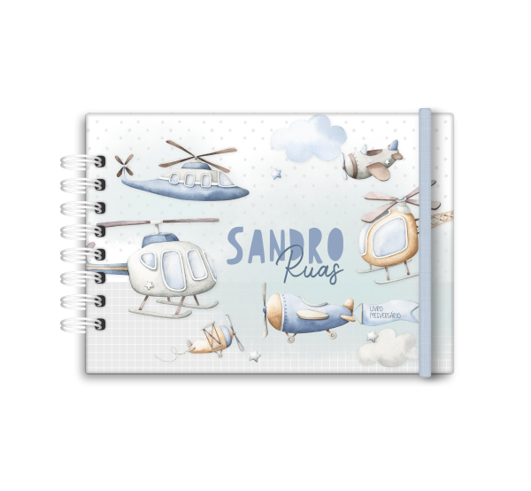 livro de mesversário personalizado tema transportes aéreos - Studio Rita Medeiros