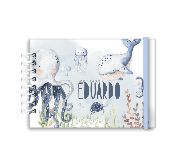 livro de mesversário personalizado tema oceano menino- Studio Rita Medeiros