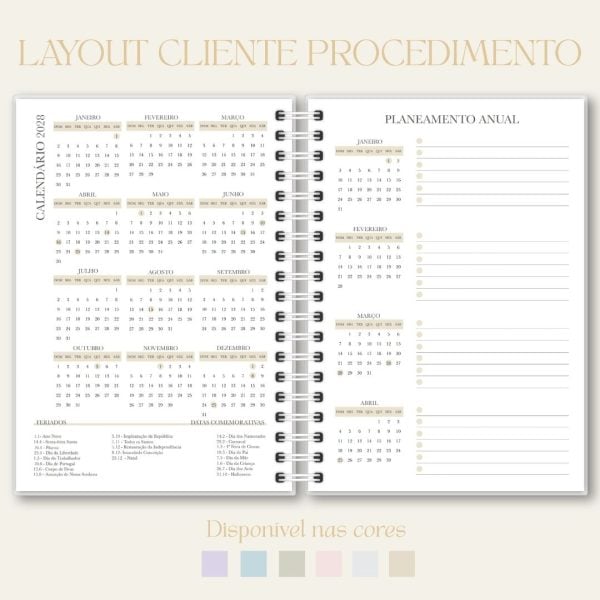Calendário de planejamento anual, papelaria, Studio Rita Medeiros.