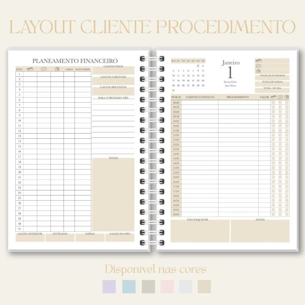 Planejamento financeiro, agenda, Studio Rita Medeiros.
