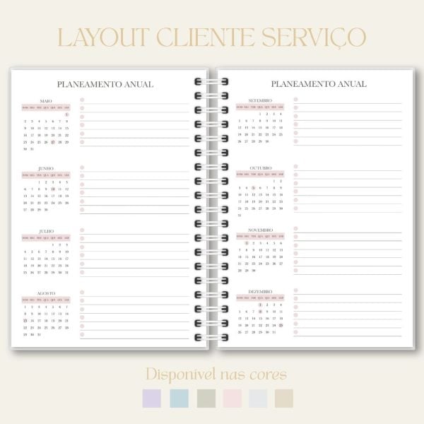 Planeamento anual, agenda, Studio Rita Medeiros.