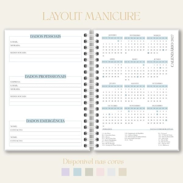 Imagem de um calendário de layout de manicure, categoria papelaria, "Studio Rita Medeiros".