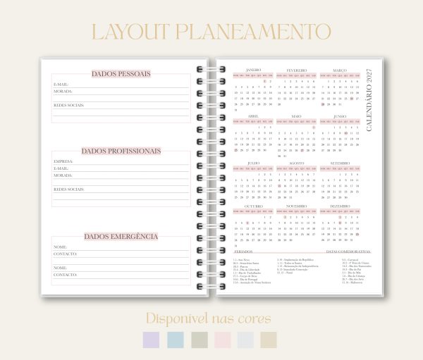 Layout de agenda, papelaria, Studio Rita Medeiros.