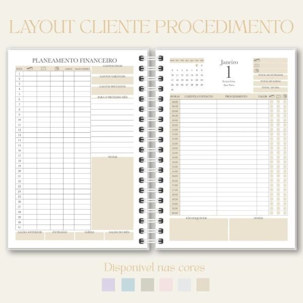 Planejamento financeiro, agenda, Studio Rita Medeiros.