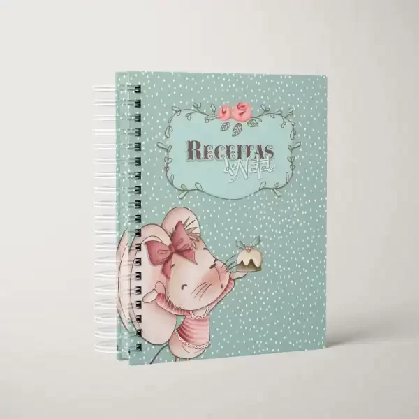 Caderno de receitas visível, papelaria, Studio Rita Medeiros.