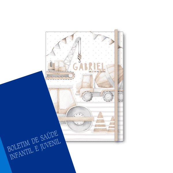capa do boletim de saúde personalizada - tema carrinhos - Studio Rita Medeiros
