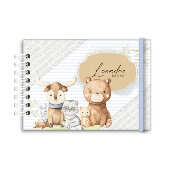 Livro do bebé, personalizado - Tema floresta Menino - Studio Rita Medeiros.