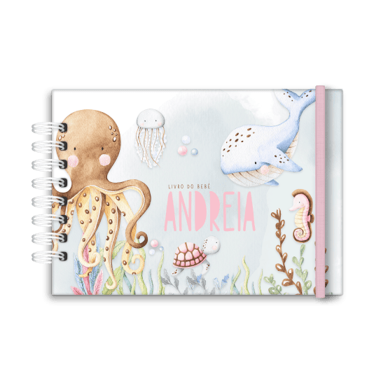 Livro do bebé, personalizado - Tema Oceano menina - Studio Rita Medeiros.
