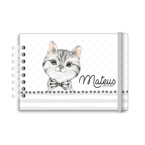 Livro do bebé, personalizado - Tema Gato Menino - Studio Rita Medeiros.