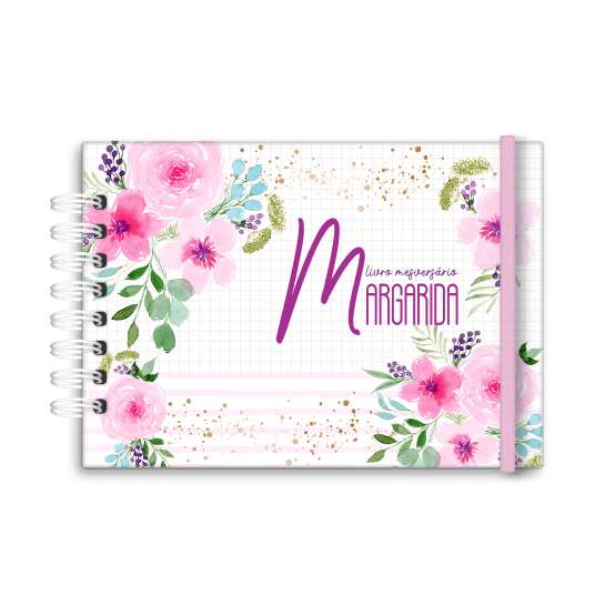 livro de mesversário personalizado tema floral- Studio Rita Medeiros
