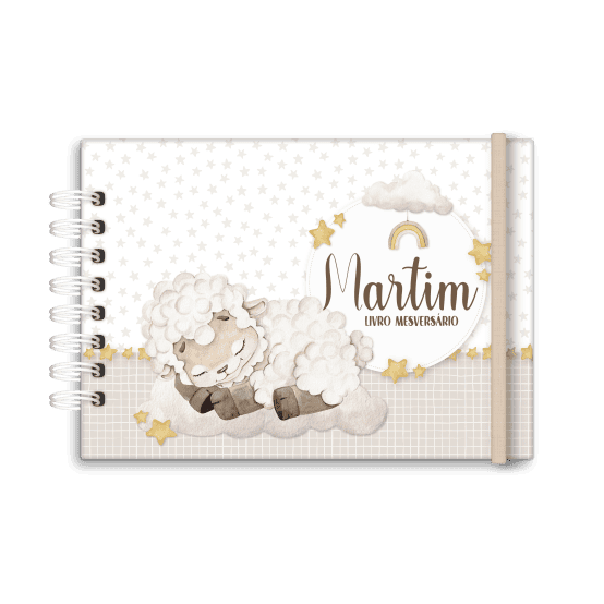 livro de mesversário personalizado tema ovelha - Studio Rita Medeiros