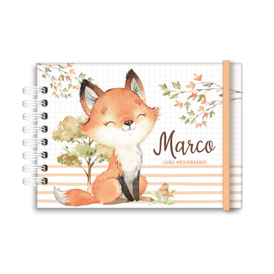 livro de mesversário personalizado tema raposa - Studio Rita Medeiros
