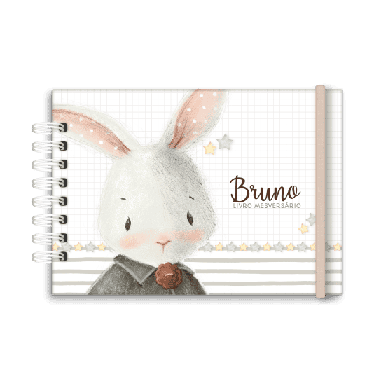 livro de mesversário personalizado tema coelho - Studio Rita Medeiros