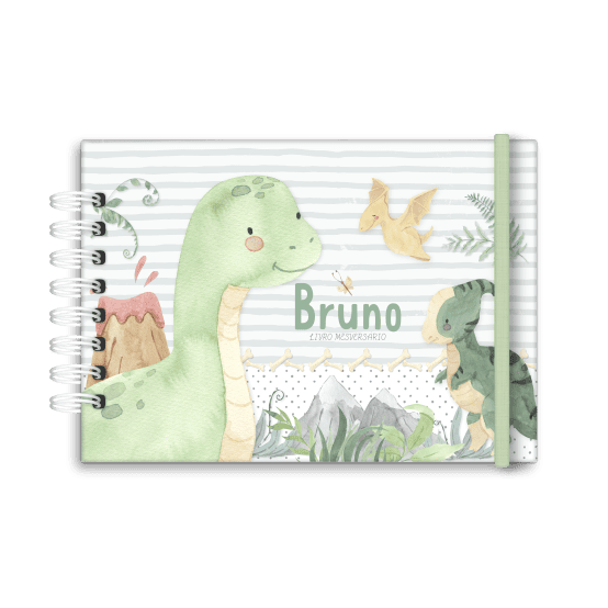 livro de mesversário personalizado tema dinossauro - Studio Rita Medeiros