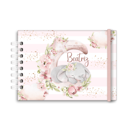 livro de mesversário personalizado tema elefante menina - Studio Rita Medeiros