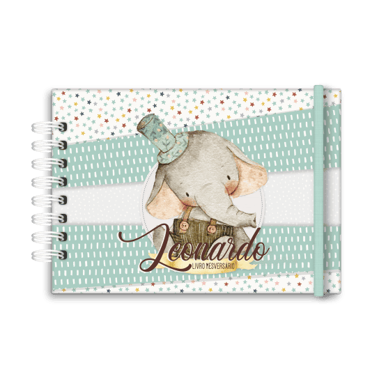 livro de mesversário personalizado tema elefante vintage- Studio Rita Medeiros