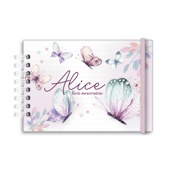 livro de mesversário personalizado tema borboletas - Studio Rita Medeiros