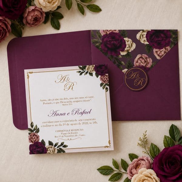 convite de casamento marsala